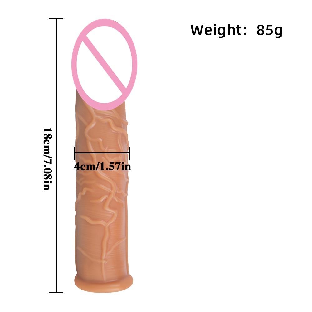 Men's Soft Rubber Exotic Condom Simulation Penis Crystal Set TPE Sex Toys Sex Product Long and Thick Penis Ring