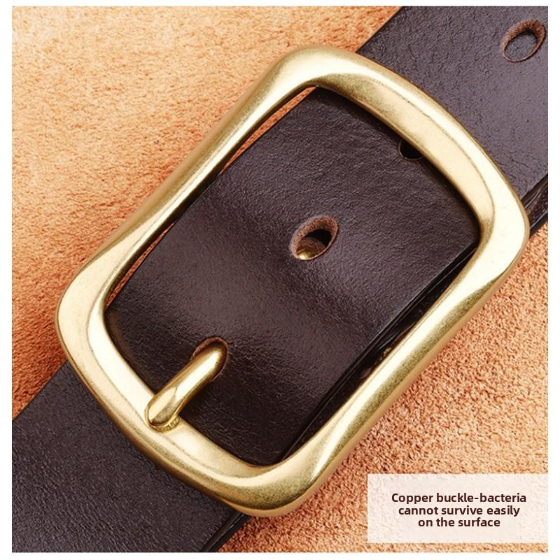 Mei Mary [first layer cowhide] men's genuine leather belt, retro copper buckle belt, easiest for match middle-aged and young pants belt