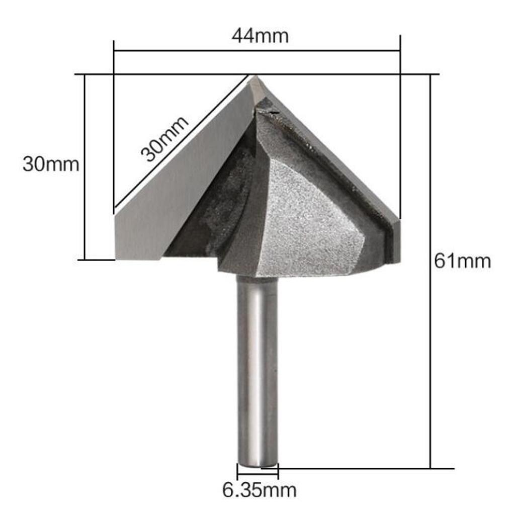 90 Degree 1/4 X 1-3/4-Inch Diameter V-Groove Bit - Silver Wood Carving Tool