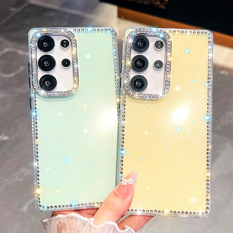 Suitable for Samsung S25 Mobile Phone Case A15 Flash Powder Transparent Edge Diamond A55 Luxury Laser Star S24 Protective Case 365G