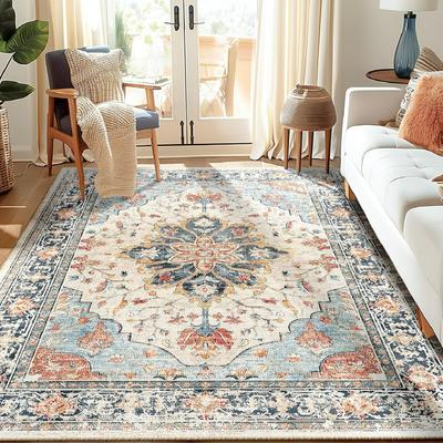 Vintage Boho  Area Rug Non-slip Machine Washable Waterproof Carpet for Home Living Room Bedroom Room Outdoor Floor Mat Doormat