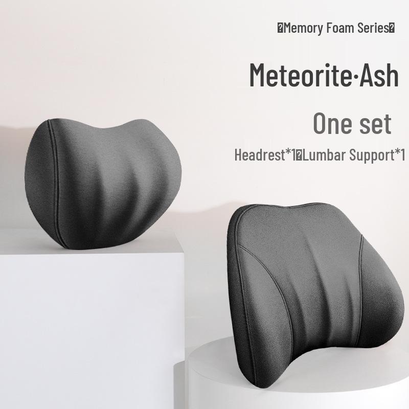 Cloud-Like Suede Memory Foam Headrest & Lumbar Support: Breathable Universal Car Cushion & Neck Pillow