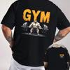 American Style Gym Cartoon Motorcycle Double Sided Print T-Shirt Men Summer Short-sleeve O-Neck Casual Tops