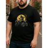 European Sizes Conquer the Wilderness, Follow the Moon | Hardcore Romantic Men'S Print Short-Sleeved T-Shirt, Loose Crew Neck