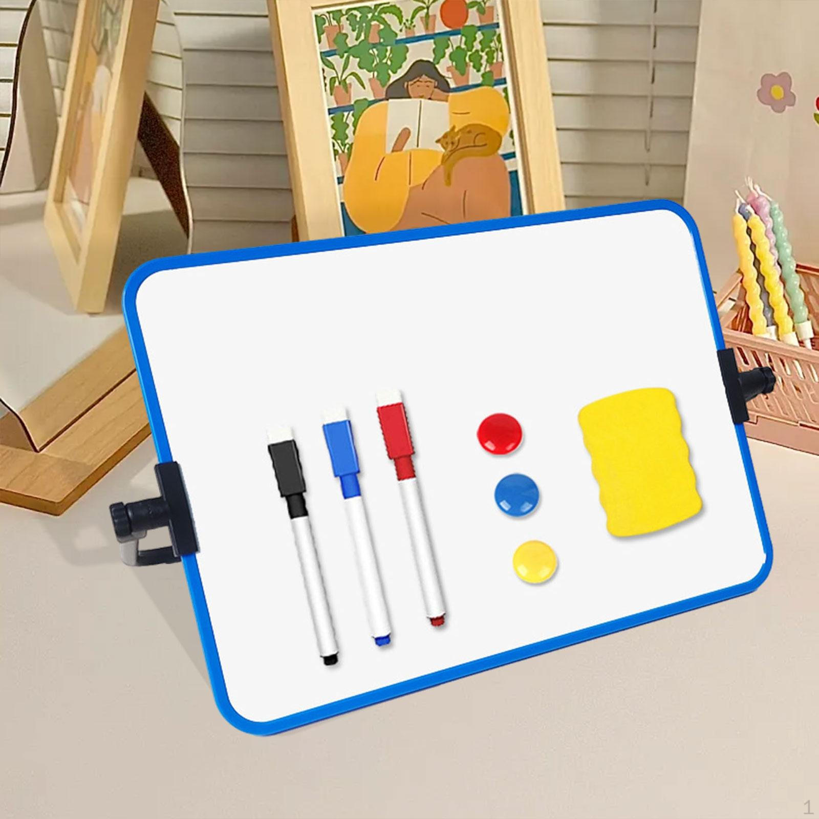 

Small Whiteboard Message Board Resuable Erasable Multipurpose Double Sided with Pen for Office Desk синий