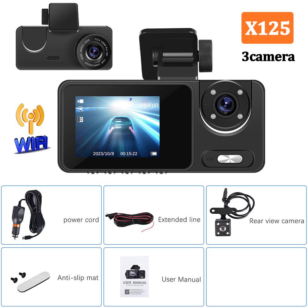 3Camera Car DVR 1080P Video Recorder WIFI Dash Cam for Car Front and Rear View Camera for Vehicle Night Vision Car Assecories