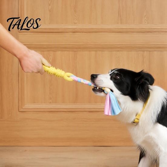 Natural Rubber Pet Play Toys Spiky Dog Chew Toy with Cotton Rope, Molar Stick Toy, Interactive Tough for Aggressive Chewers Small Medium Dogs