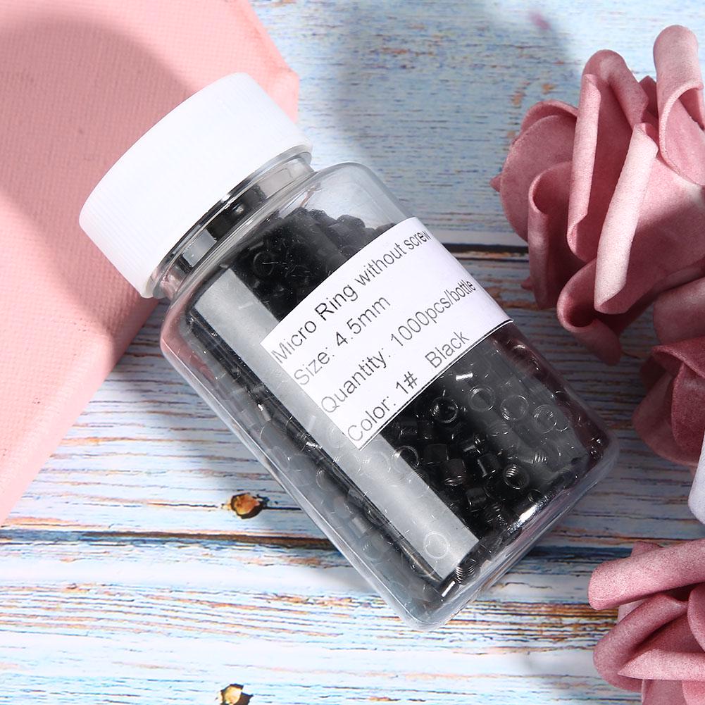 1000 buc Micro-legături din aluminiu Inele margele Șurub Micro inele Instrument pentru extensia părului Negru