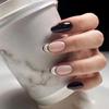 Medium and Long Oval Round Head, Black Glitter Lines, French Fake Nails, European and American Ins Wind Wearing Nail Pads
