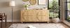 Credenza a Quattro Ante con Aspetto a Rilievo Circolare, Armadio contenitore con Ripiani Regolabili, Mobile da Corridoio Effetto Legno