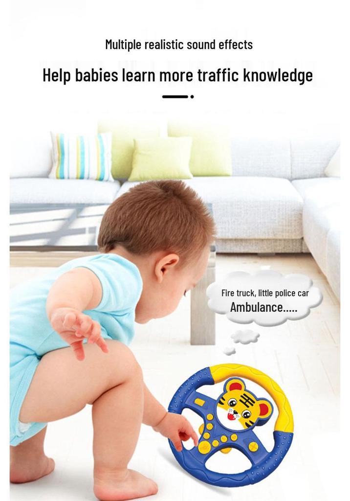 Kids' Interactive Cartoon Steering Wheel Toy for Rear Seat