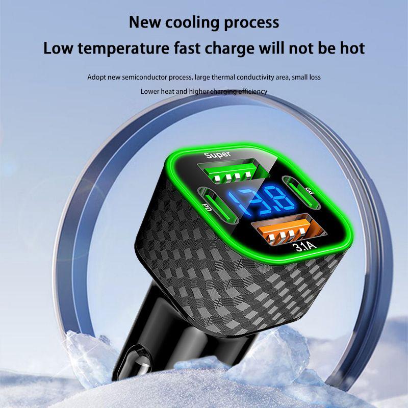 Xiaomi 380W USB C Car Phone Charger Dual PD 4 in 1 with Voltage Display Super Fast Charge Adapter For iPhone Oppo Vivo Samsung