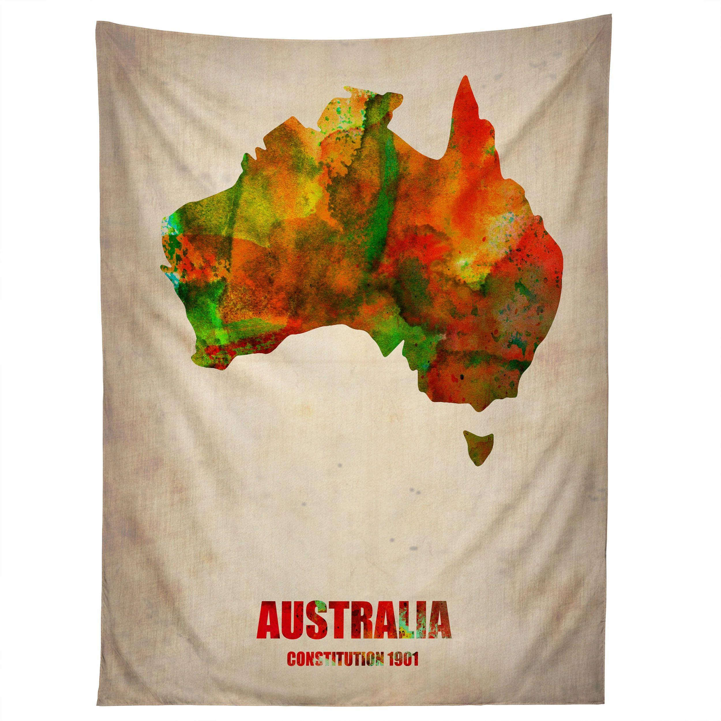 Tapestry watercolor map of Australia 75x100 чёрный