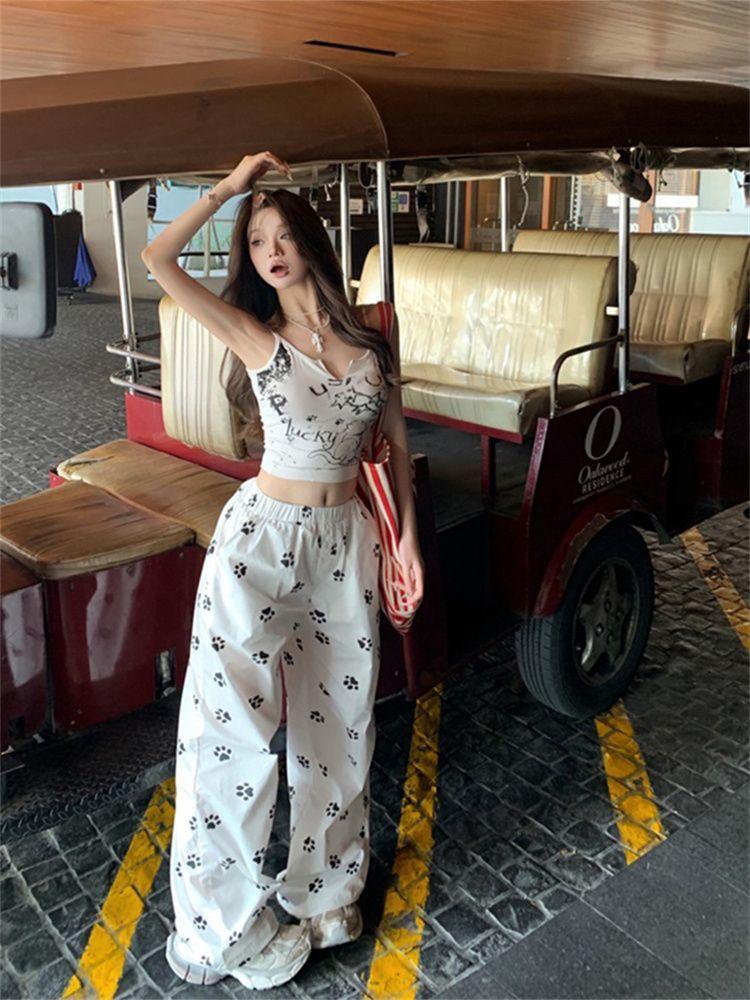 Sexy Women Tees Sleeveless Printed Retro Tops For Girls Y2K T-shirts Tank Tops For Lady Fashion Party Wear