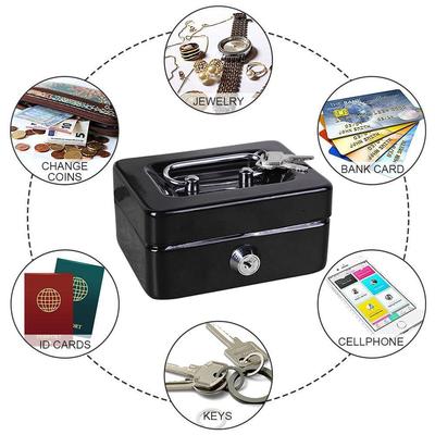 Mini boîte de sécurité, petites caisses à argent avec serrure à clé, caisse d'argent Portable en métal verrouillable