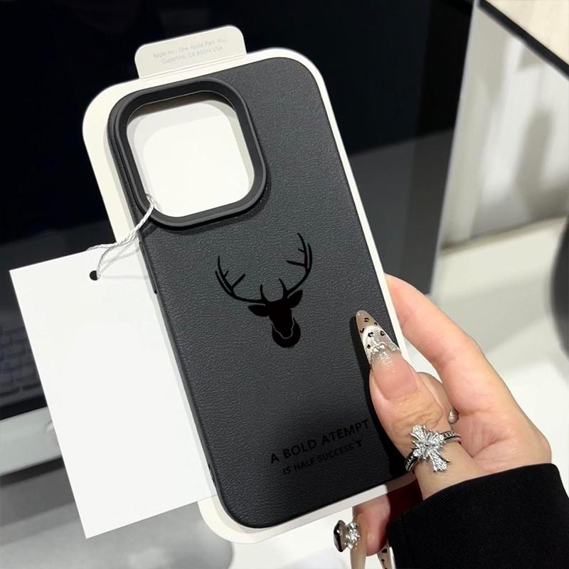 For iPhone 16 Pro Max 16E 15 Pro 14 13 12 11 Phone Case Deer Pattern Slim Matte Anti-Fall TPU Soft Shockproof Bumper Cover