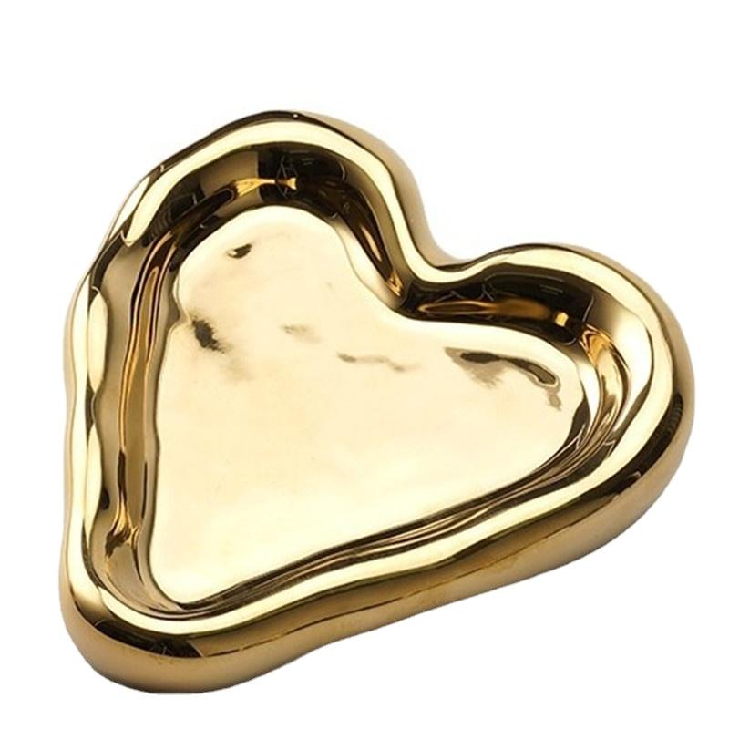 Cute Heart-shaped Storage Tray Creative Ceramic Jewelry Storage Tray Snack Dessert Tray Nordic Home Decoration Storage Tool