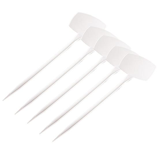 5 Pcs Plant Tags Reusable Plastic T Shape Plant Labels Plant Markers Inserted Cards for Flower Bed Garden Nursery Outdoor Gardening