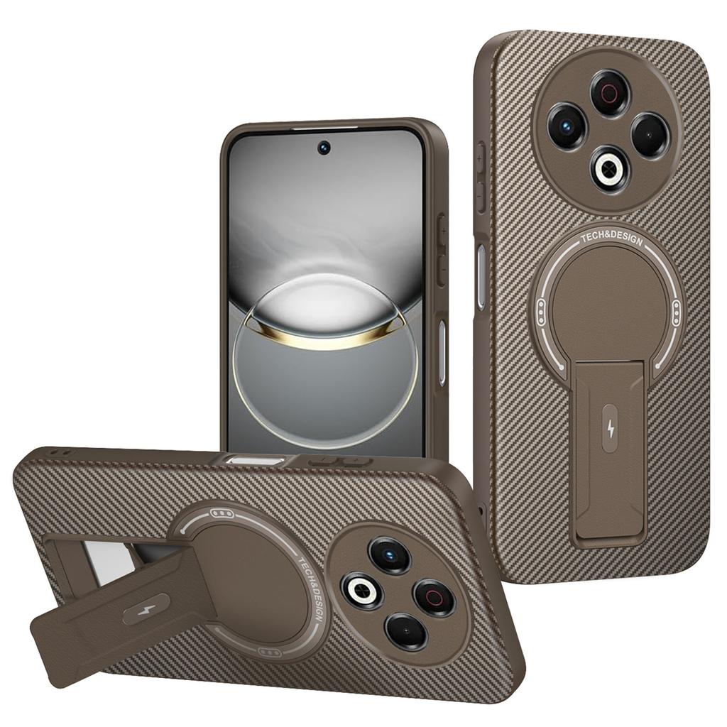 For TECNO Spark 30 4G Case Carbon Fiber Texture PC + TPU Phone Cover with Kickstand