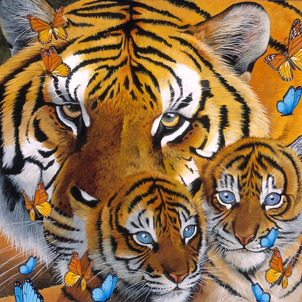 Full Drill Square Diamond Painting Tiger Needlework Art Diamond Embroidery Animal Diamond Mosaic Handicraft Home Decor