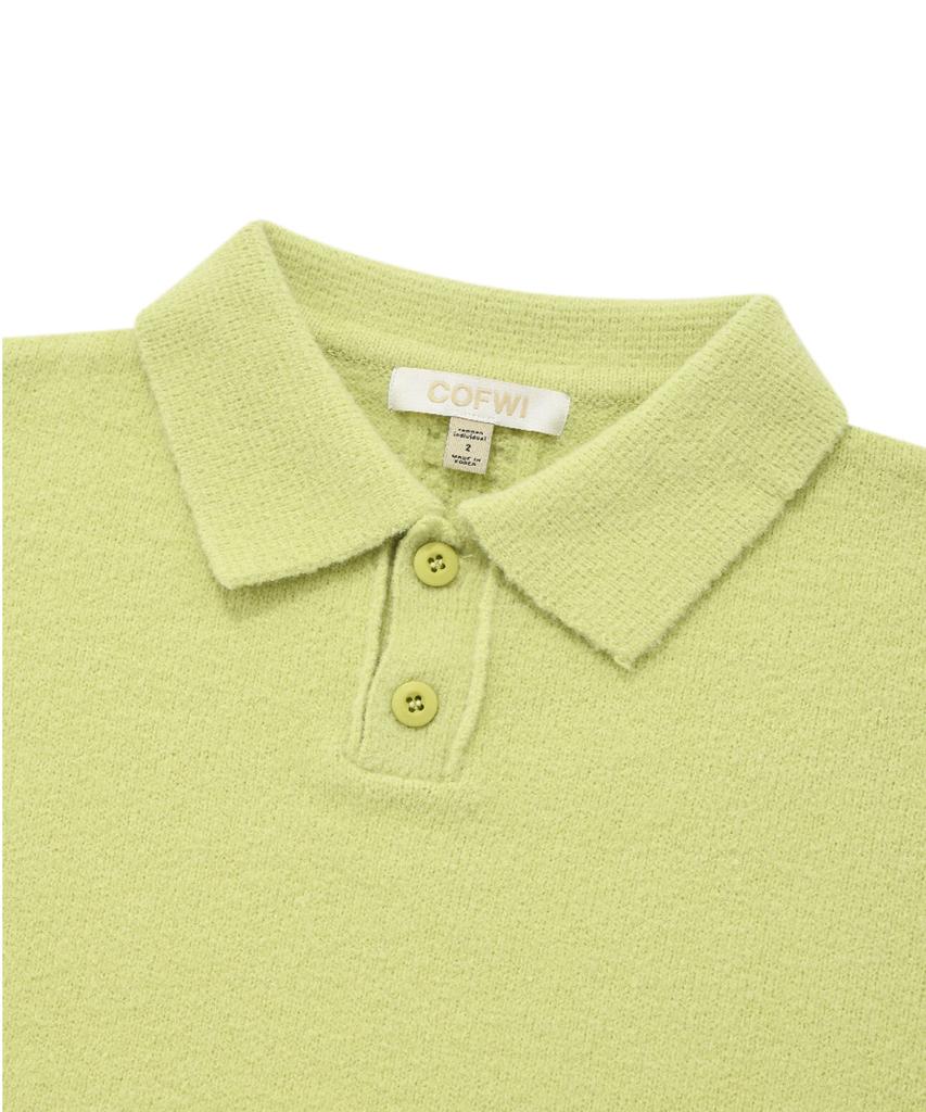 COFWI Wool Button Knit Polo Shirt Lime