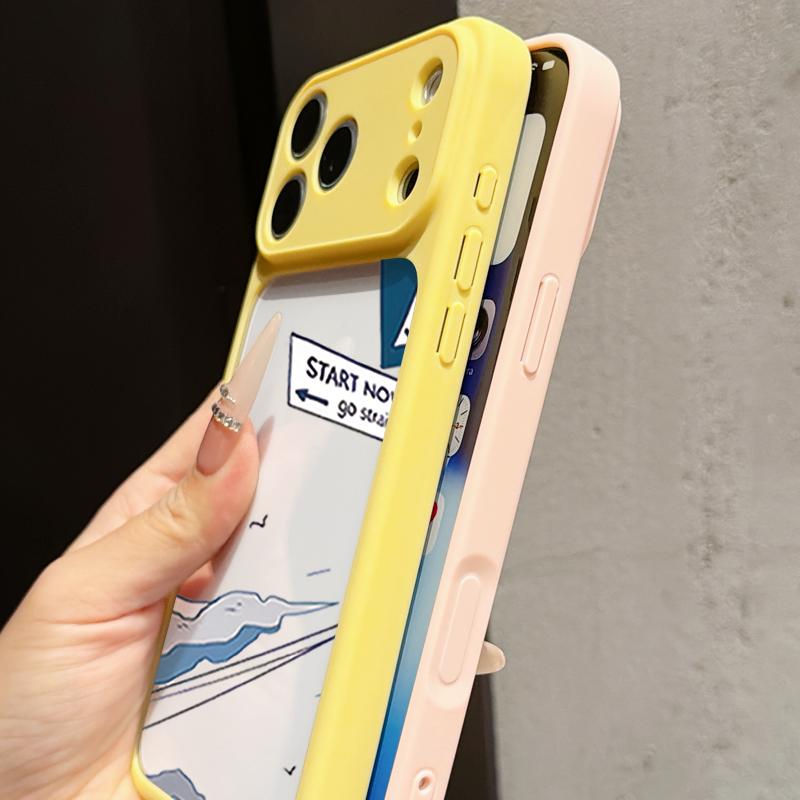 Anime Style Mountain Pattern Case For iPhone 17 Pro Max For iPhone 16 15 14 13 Pro Max Luxury Hybrid TPU+PC Clear Back Hard Cover