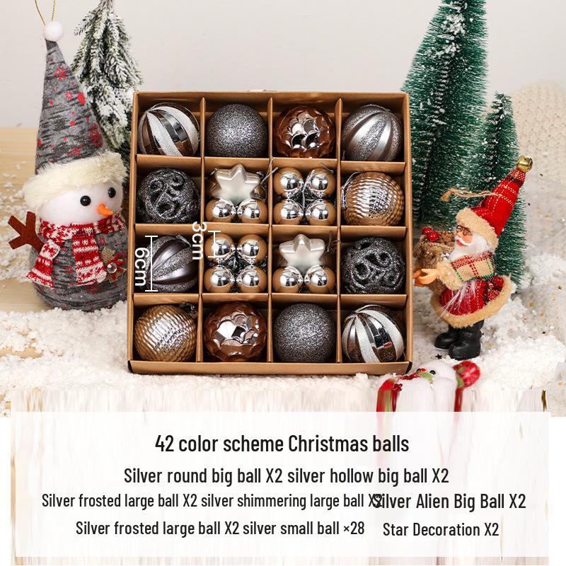 44-teiliges Weihnachtsbaum-Hängekugel-Set - 6cm Farbige Dekorationen