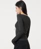 UNKNOWN PLANET Slim Striped Boat Neck Long Sleeve Top Black