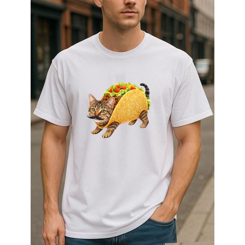 European Size Taco Cat Dog Litter Box Cleaner Foodie Fun Seasonal Comfort T-Shirt, Simple and Fashionable for Men, Suitable for Outdoor Sports