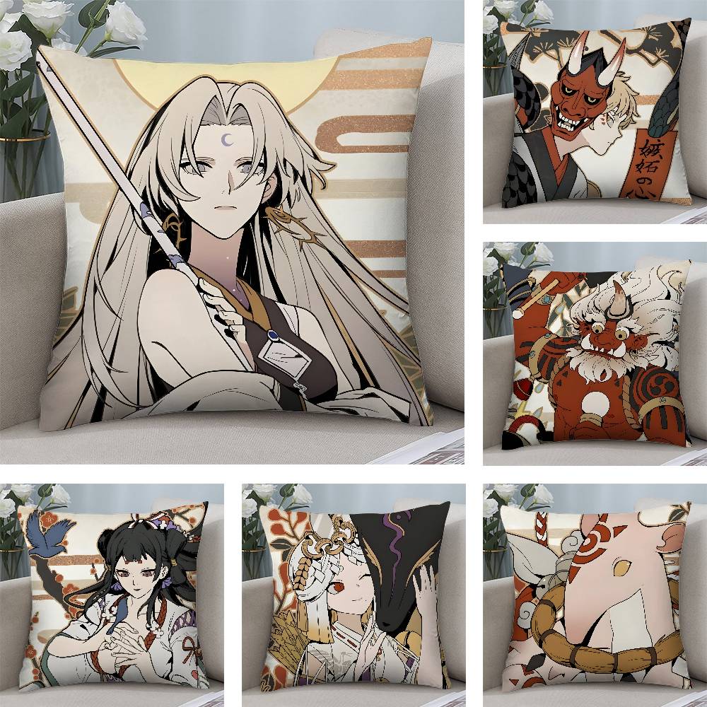 Hot Game Onmyoji Pillow Case Plush Fabric Soft Pillowcase Double Sided Print Cushion Cover Household Gifts