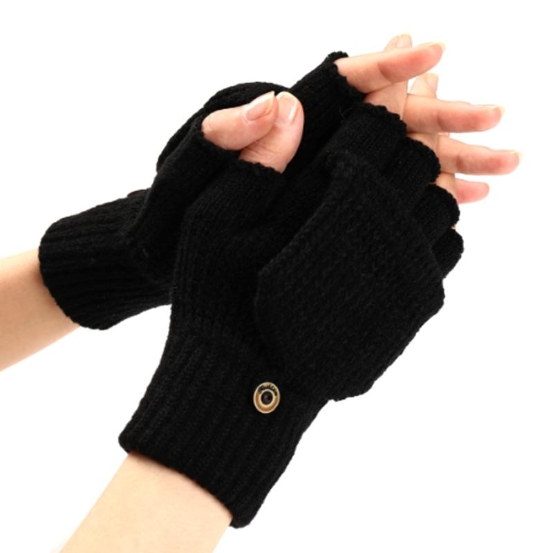 Flip Gloves Men Wool Winter Gloves Touchscreen Gloves Knit Convertible Gloves Touchscreen Mittens Fingerless Gloves