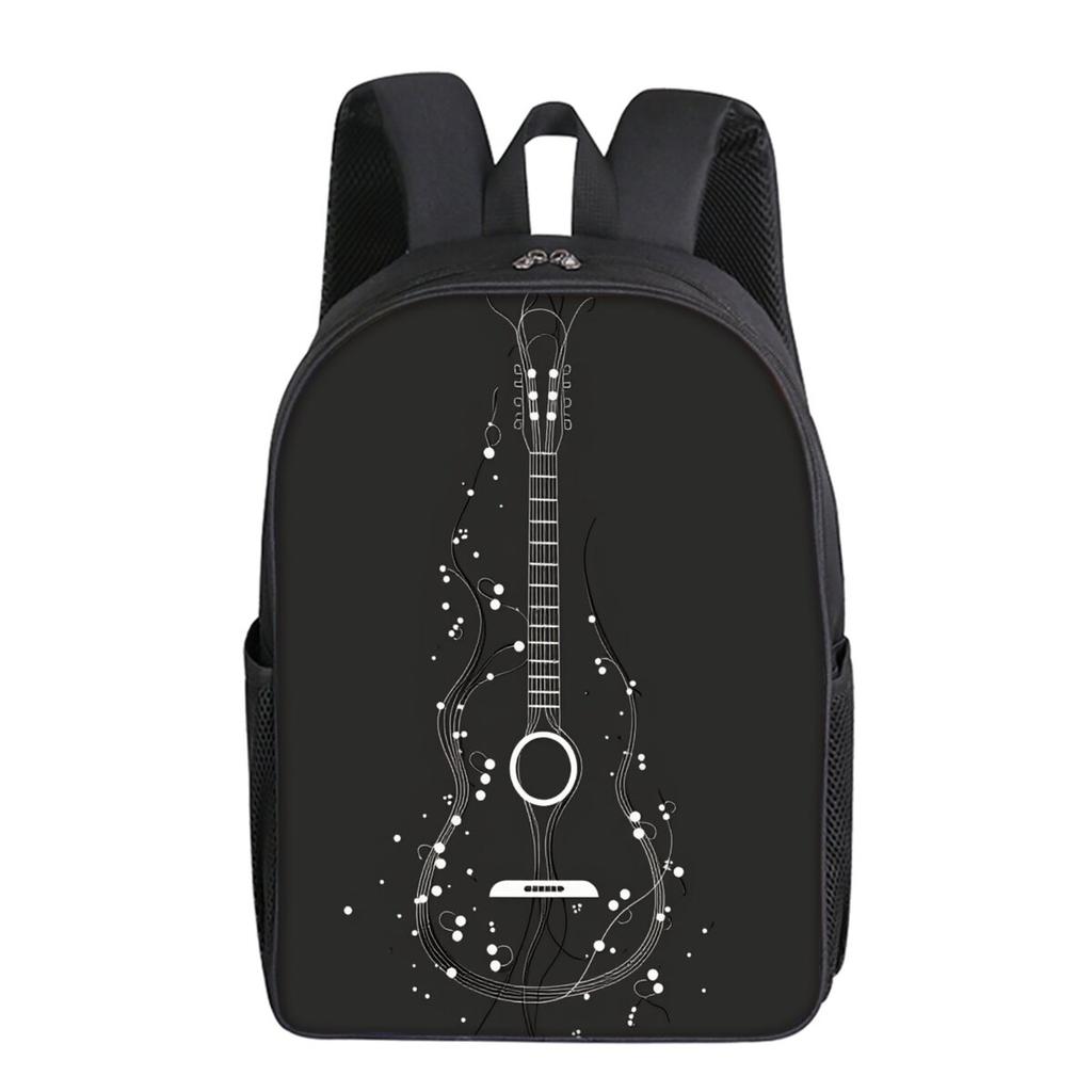 Guitar Printing Single Layer Backpack for Boy and Girls Best Gifts 2D Flat Cartoon School Bags for Children