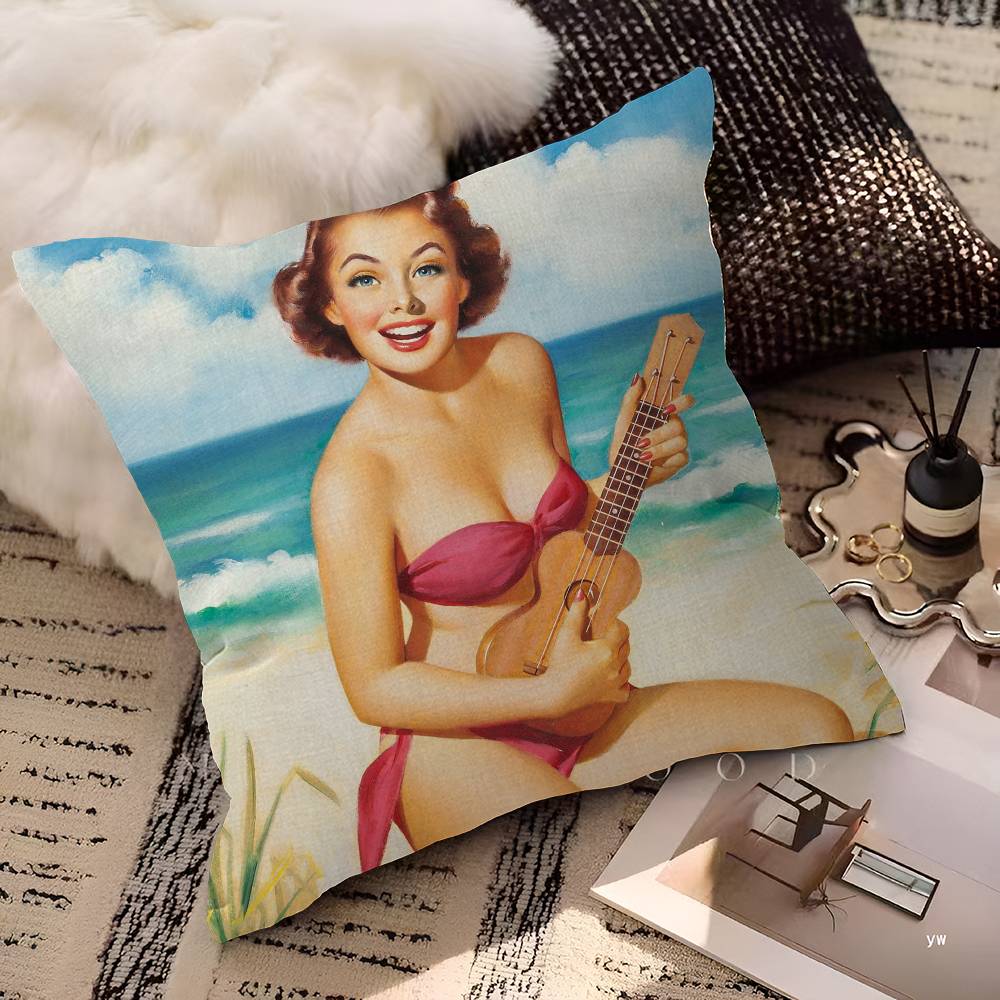 Pin Up Girl Cushion Cover Polyester Sofa Cushions Decorative Throw Pillows Home Decoration Pillowcover