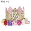 Baby Girl Crown Letter Shiny Sequins Flower Headwear Birthday Festival Headband