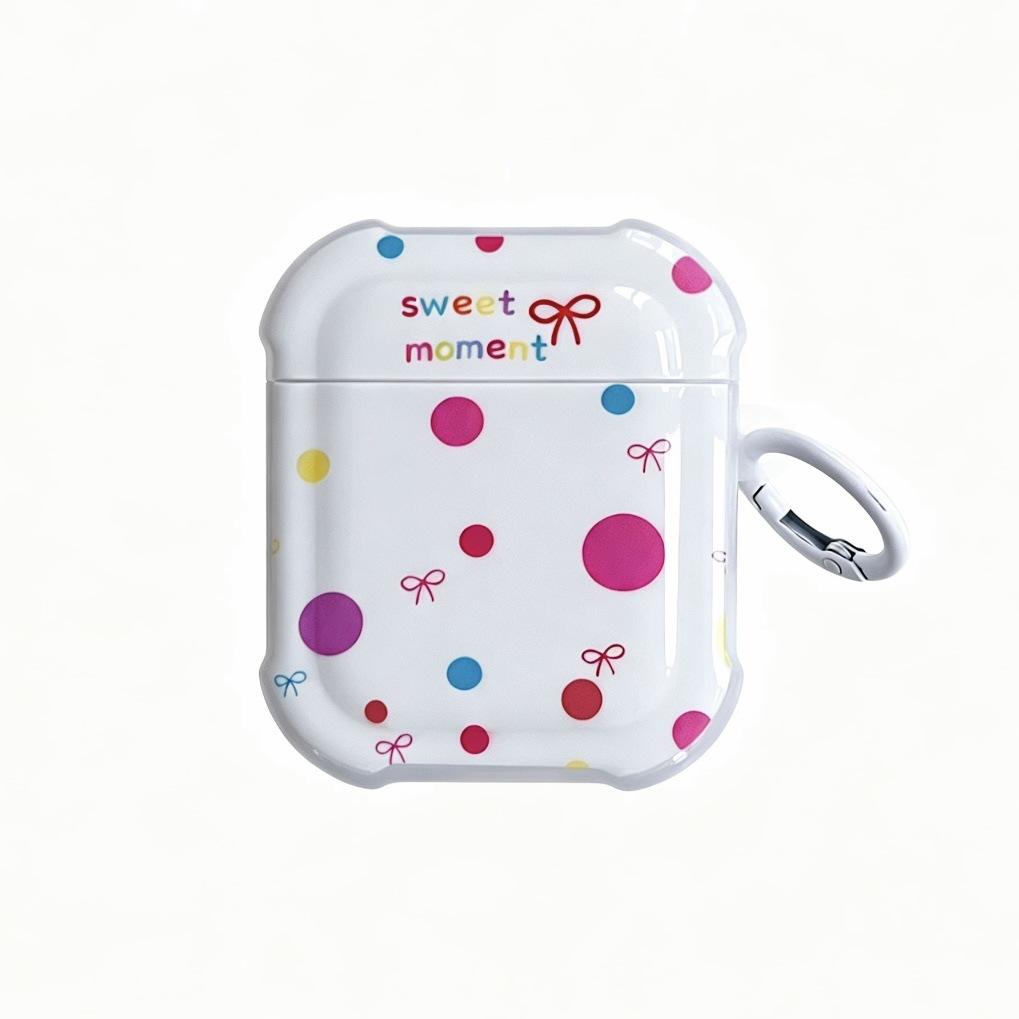 Polka dot bow four corners anti-drop applicable AirPods 1 protective case pro1/1/1 generation apple bluetooth headset case