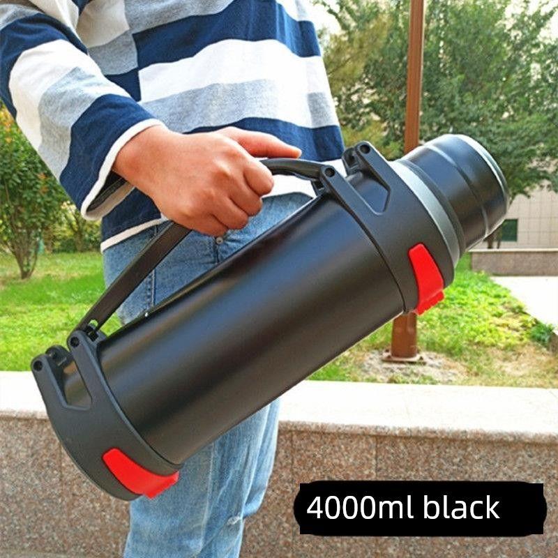 Car-Mounted Hot Water Bottle for Workers, 4000ml Ultra-Large Capacity Thermos Cup, Outdoor 304 Stainless Steel Cold-Keeping Cup for Driving