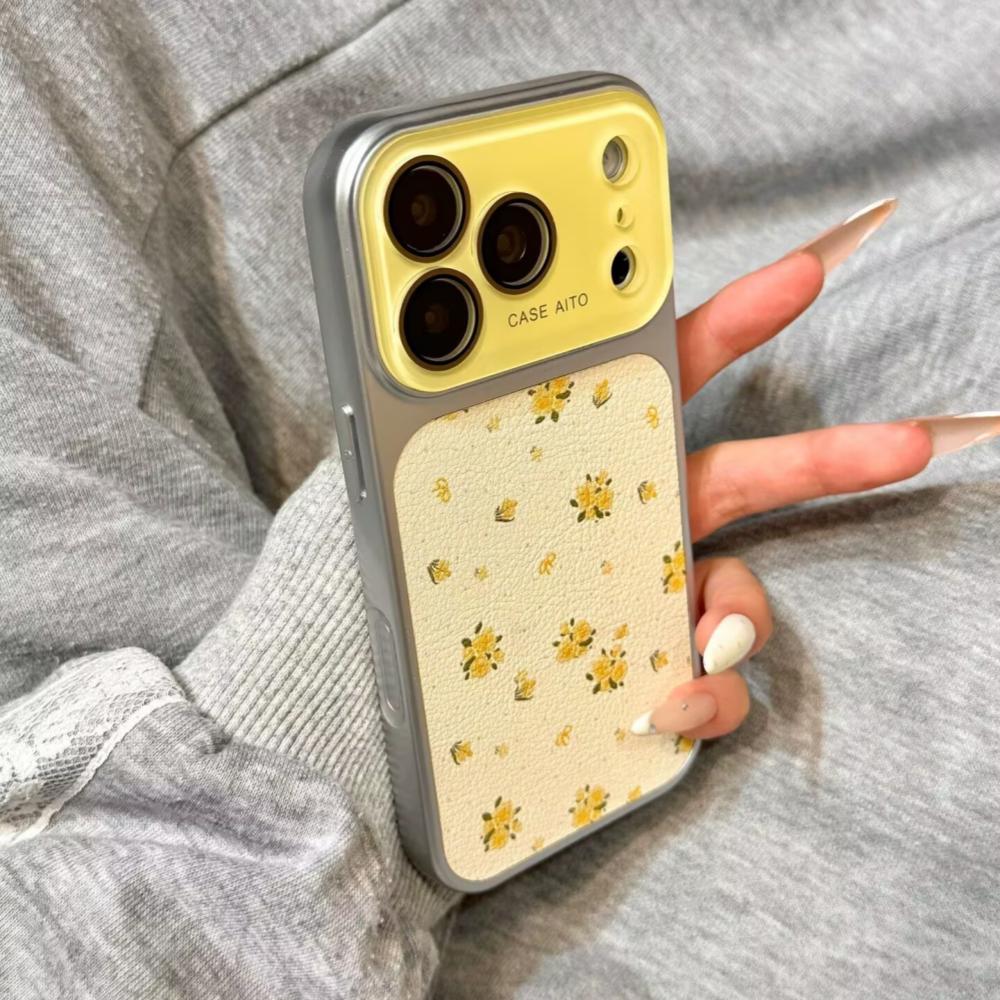 Cute Minimalist Retro Flower Print Cartoon INS Girl Phone Case For For Iphone 17 16 15 14 13 Pro Max Plus Crystal Lens Protect Cover
