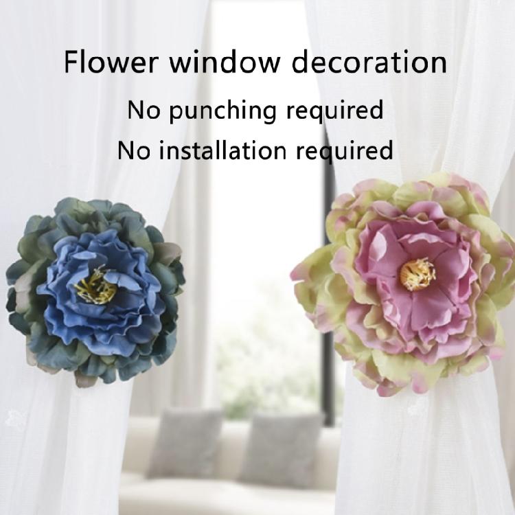Modern Curtain Tiebacks Peony Flower Pattern Curtain Holdbacks 2Pieces for Living Space Window Decoration