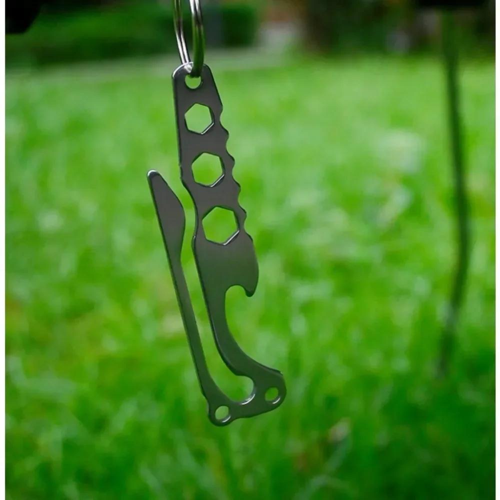 Man Outdoor Multifunctional Hanging Buckle Pocket Key Clip Stainless Steel Key Buckle EDC Tool Bottle Opener Hexagonal Wrench