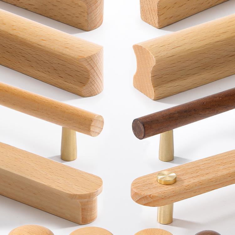I-Shaped Solid Wood Cabinet Handle - Minimalist Japanese Design for Drawers and Wardrobes