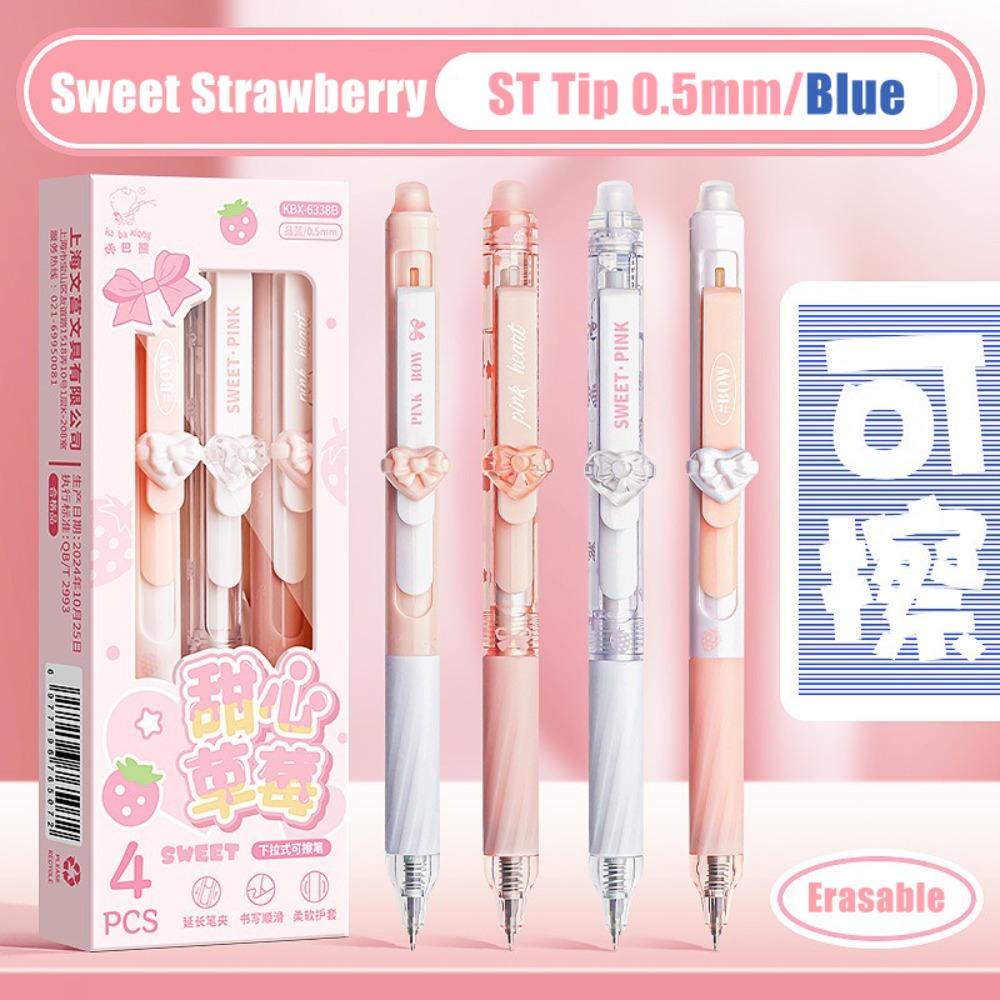 4PCS/Box Erasable Erasable Gel Pen Push Using Ballpoint Pen Neutral Pen  School Office