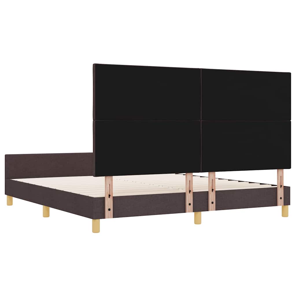Bed Frame with Headboard Dark Brown 180 X 200 Cm Fabric