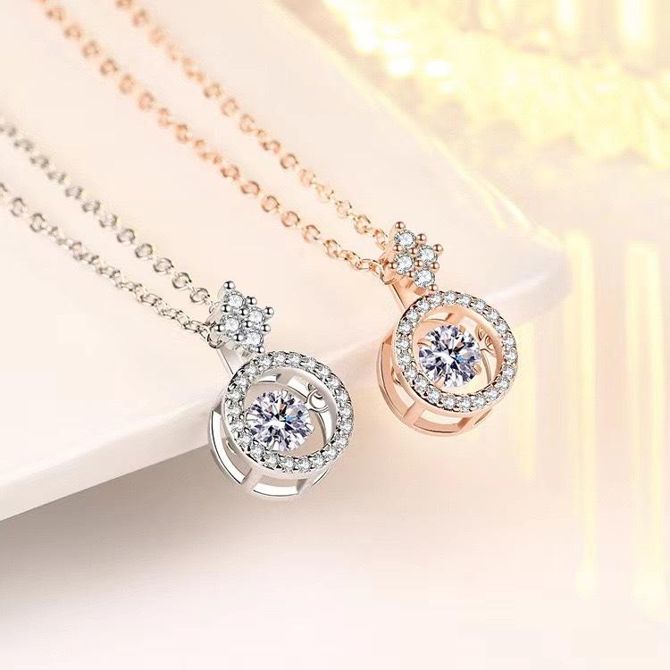 Smart Necklace Women'S Round Full Diamond Moving Pendant Ins Wind Niche Light Luxury Design Jewelry Premium Durable