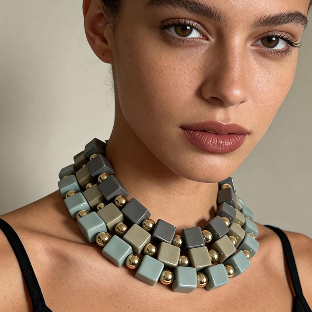 Minimalist Personality Multi Layer Handmade Geometric Colorful Square Beaded Bohemian Necklace Women Fashion Jewelry