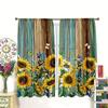 Set Of 2 Sunflower Butterfly Wood Board Pattern Printed Curtains Window Decorations Home Room Curtain Polyester