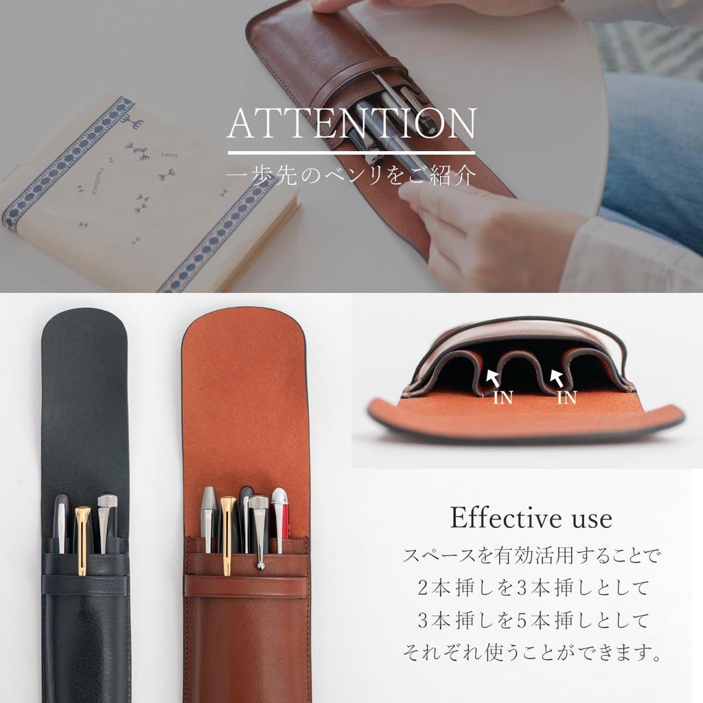 Dom Teporna Genuine Leather Pen Case for 3 Fountain Simple and Italian Leather Compact Pencil Dark Pens Pens, Stylish, Case/Pen Holder, Stationery,