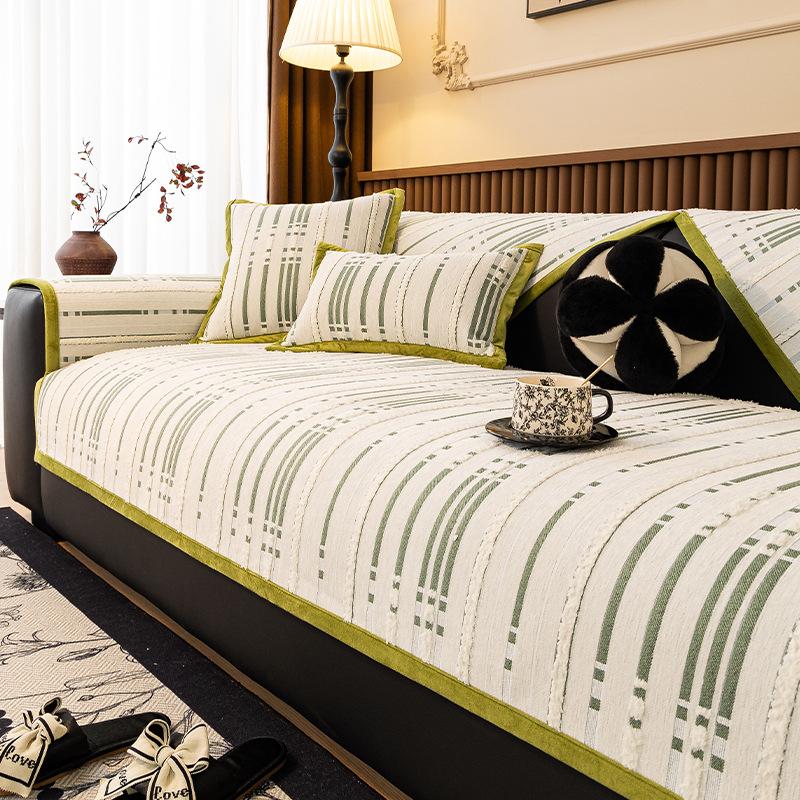 

Подушка для дивана из текстурированной шенилловой ткани, всесезонный универсальный нескользящий чехол для дивана 70x70cm зелёный