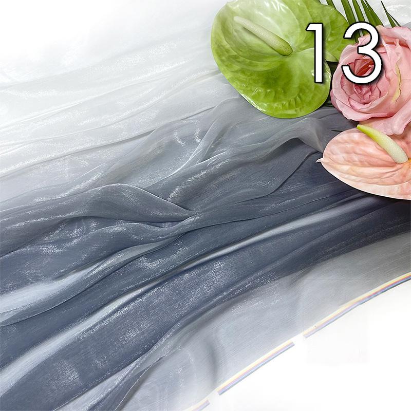 1/2/5 Meter 30D Rainbow Gradient Color Chiffon Fabric Organza Tulle Fabric For Diy Ancient Style Hanfu Silky Dress Stage Garment
