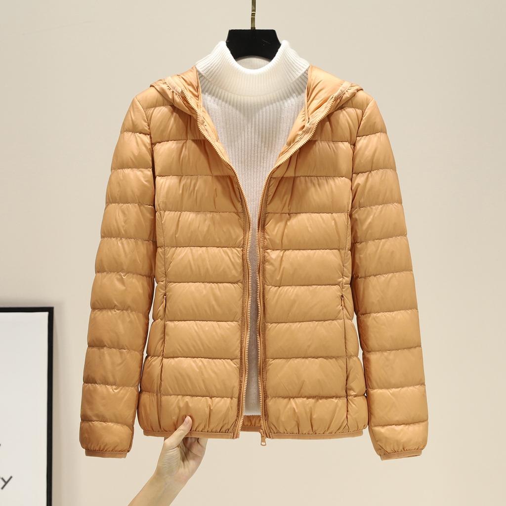 High-end light and thin down jacket women's new light and short white duck down fashionable winter hooded jacket