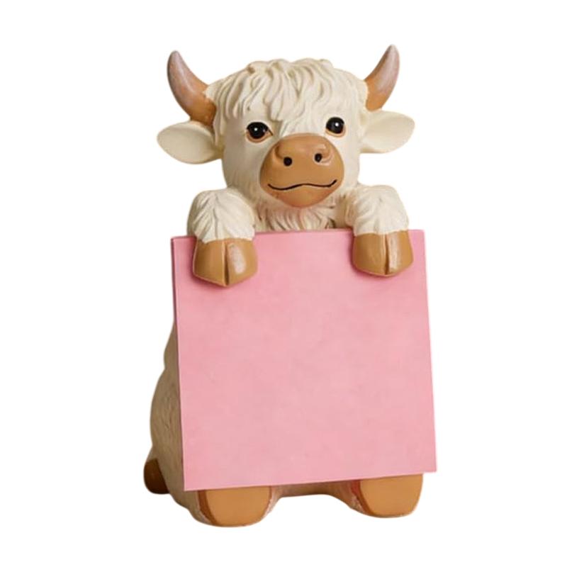 

Highland Cow Pop-Up Sticky Note Dispenser, Resin Cute Handmade Desk Holder For Office & Home-Brown B